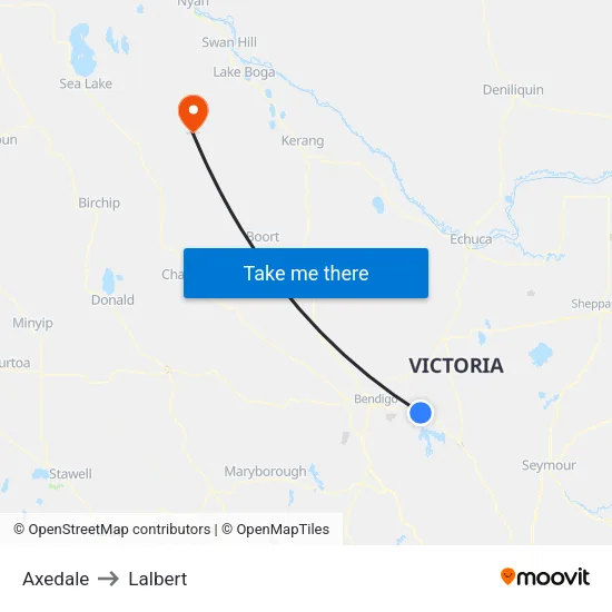 Axedale to Lalbert map