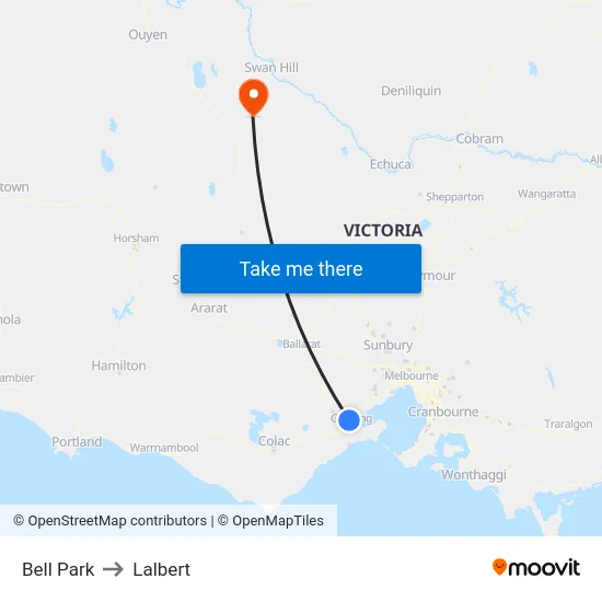 Bell Park to Lalbert map