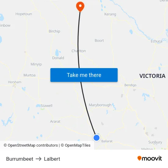 Burrumbeet to Lalbert map