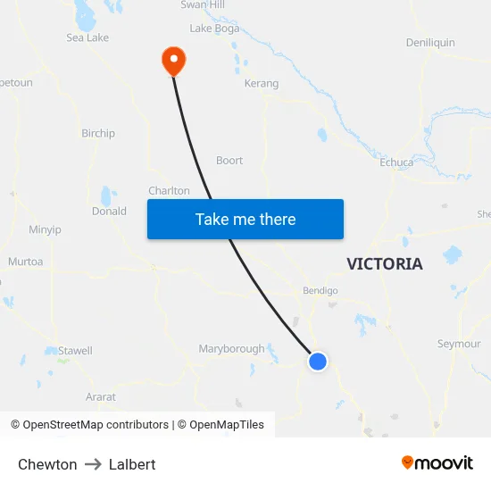 Chewton to Lalbert map