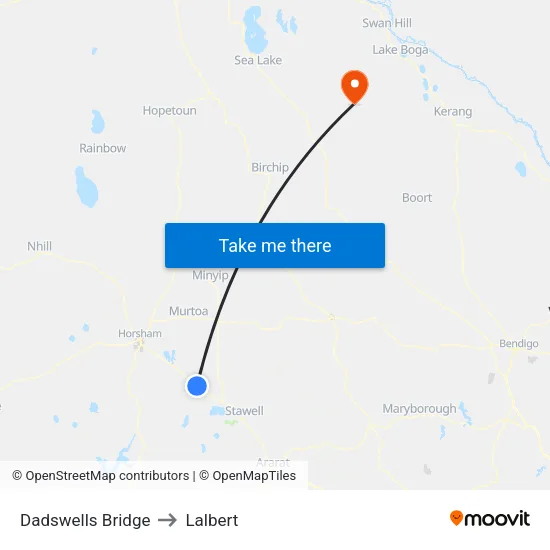 Dadswells Bridge to Lalbert map