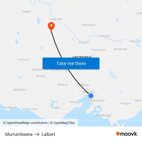 Murrumbeena to Lalbert map