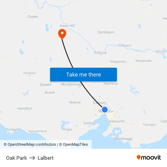 Oak Park to Lalbert map