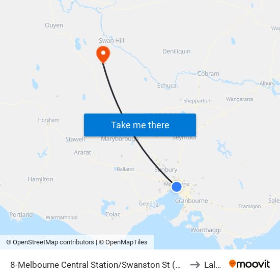 8-Melbourne Central Station/Swanston St (Melbourne City) to Lalbert map