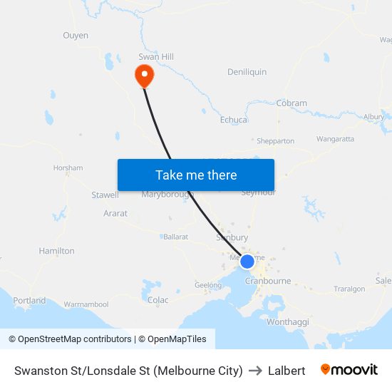 Swanston St/Lonsdale St (Melbourne City) to Lalbert map
