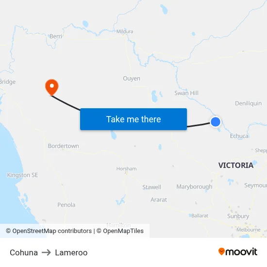 Cohuna to Lameroo map