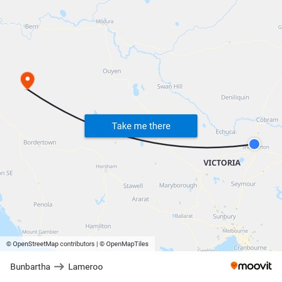 Bunbartha to Lameroo map