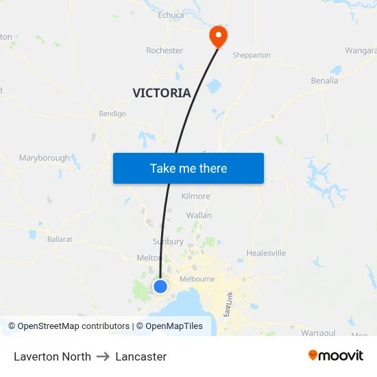 Laverton North to Lancaster map
