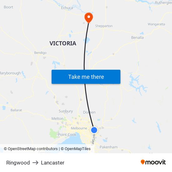 Ringwood to Lancaster map