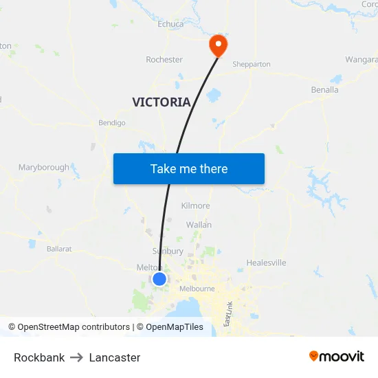 Rockbank to Lancaster map