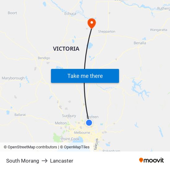 South Morang to Lancaster map