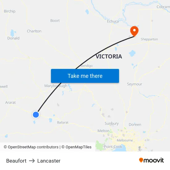 Beaufort to Lancaster map