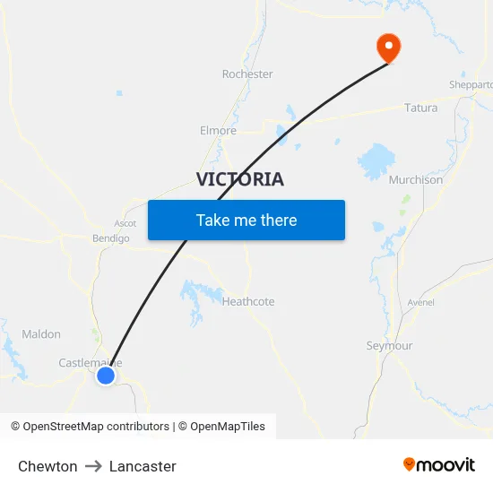 Chewton to Lancaster map