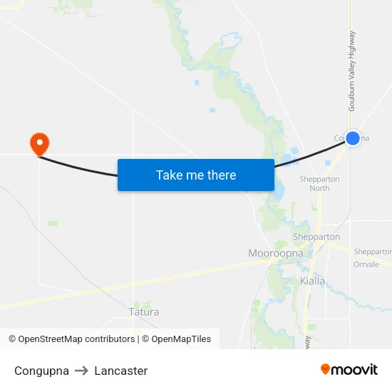 Congupna to Lancaster map