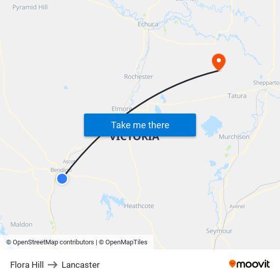 Flora Hill to Lancaster map