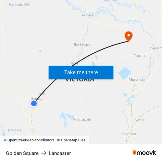 Golden Square to Lancaster map