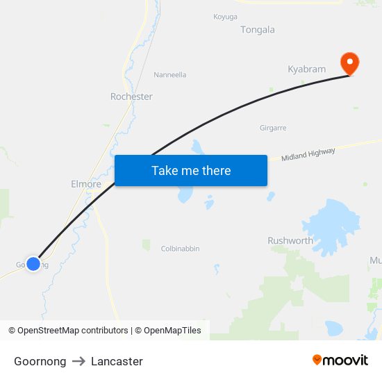 Goornong to Lancaster map