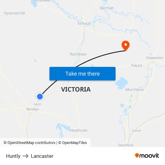 Huntly to Lancaster map