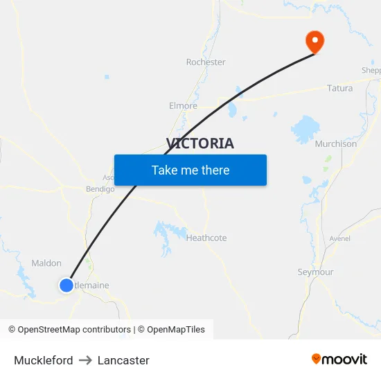 Muckleford to Lancaster map