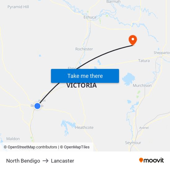 North Bendigo to Lancaster map