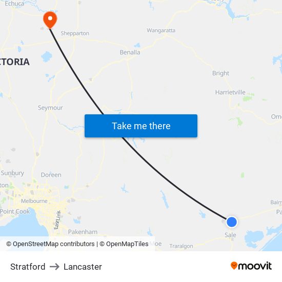 Stratford to Lancaster map