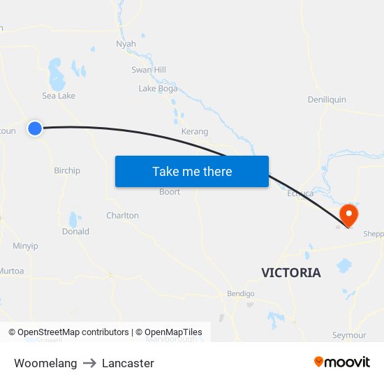 Woomelang to Lancaster map