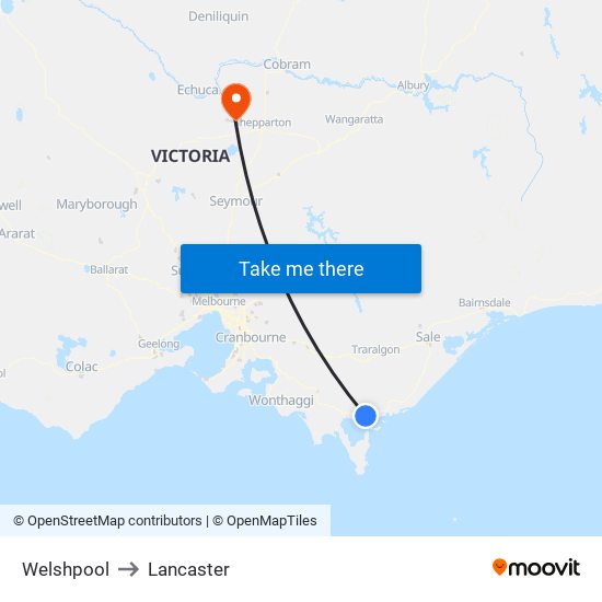 Welshpool to Lancaster map