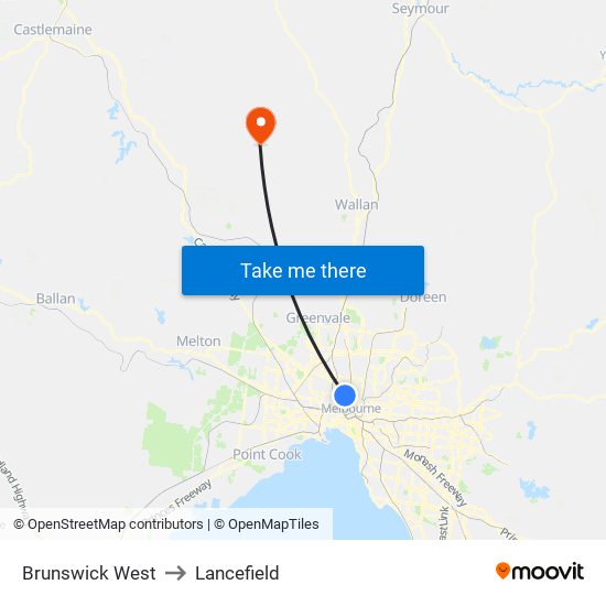 Brunswick West to Lancefield map