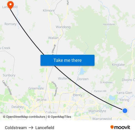 Coldstream to Lancefield map