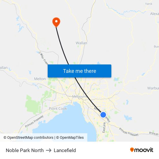 Noble Park North to Lancefield map