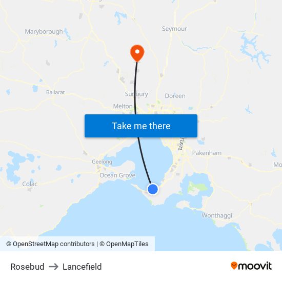 Rosebud to Lancefield map