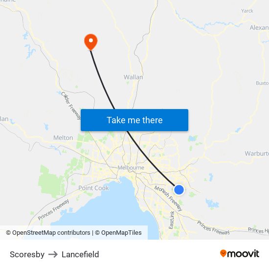 Scoresby to Lancefield map