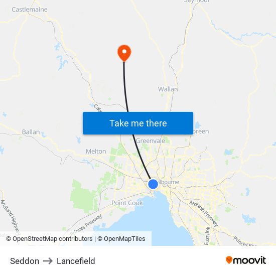 Seddon to Lancefield map