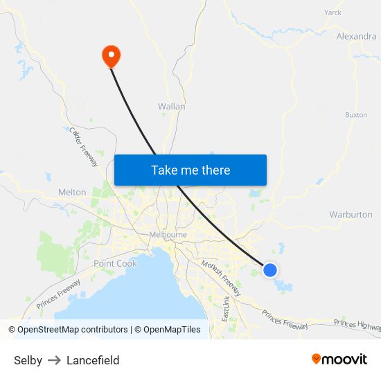 Selby to Lancefield map