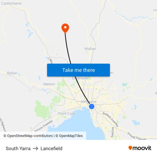 South Yarra to Lancefield map