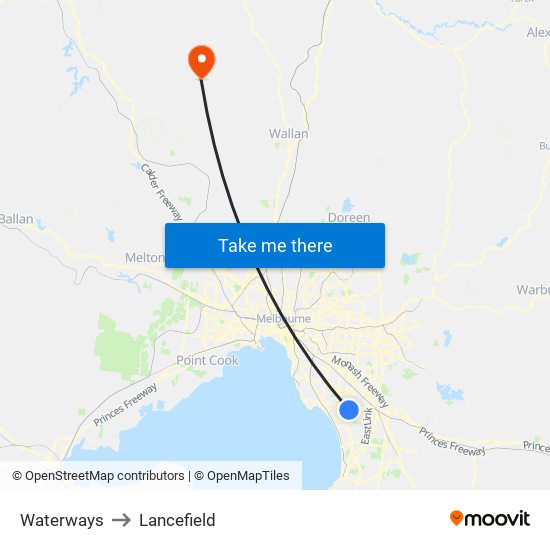 Waterways to Lancefield map