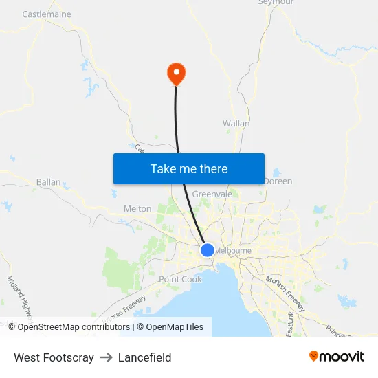 West Footscray to Lancefield map
