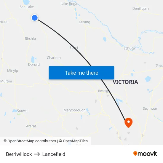 Berriwillock to Lancefield map