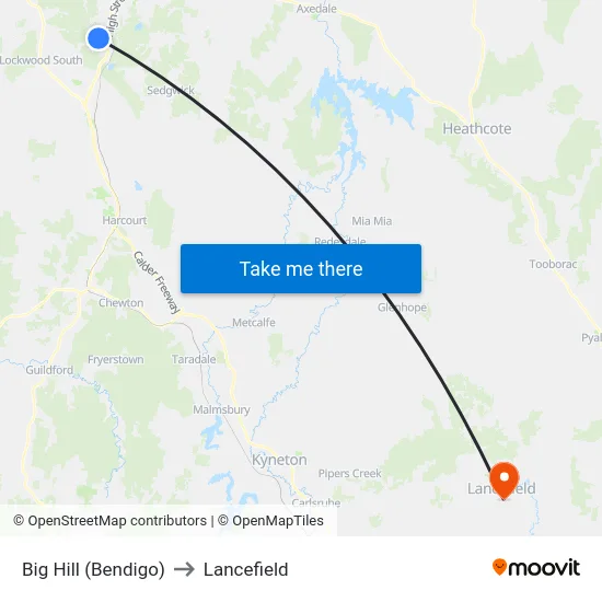 Big Hill (Bendigo) to Lancefield map