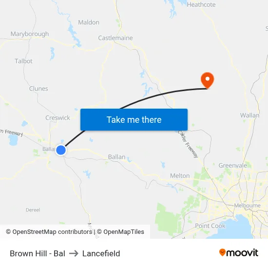 Brown Hill - Bal to Lancefield map