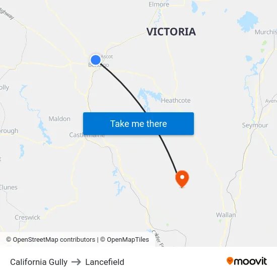 California Gully to Lancefield map