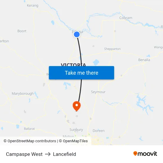 Campaspe West to Lancefield map