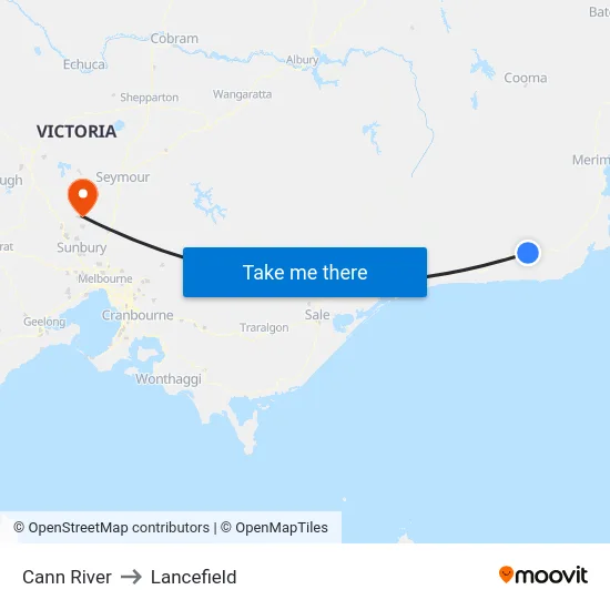 Cann River to Lancefield map