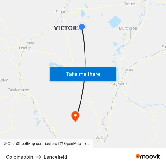 Colbinabbin to Lancefield map