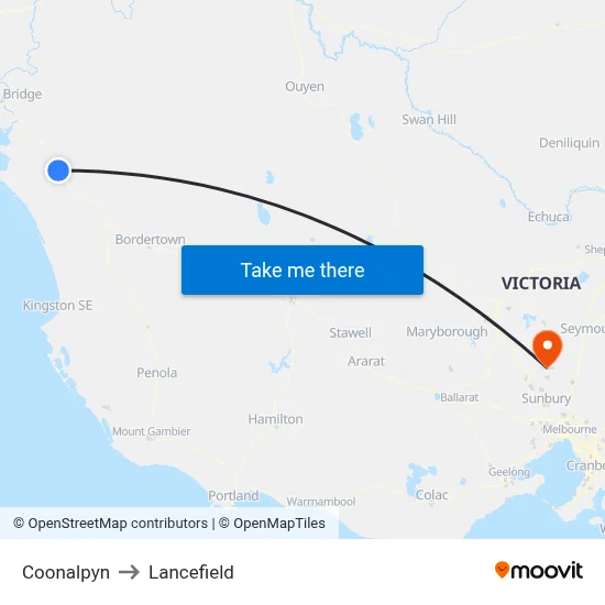 Coonalpyn to Lancefield map