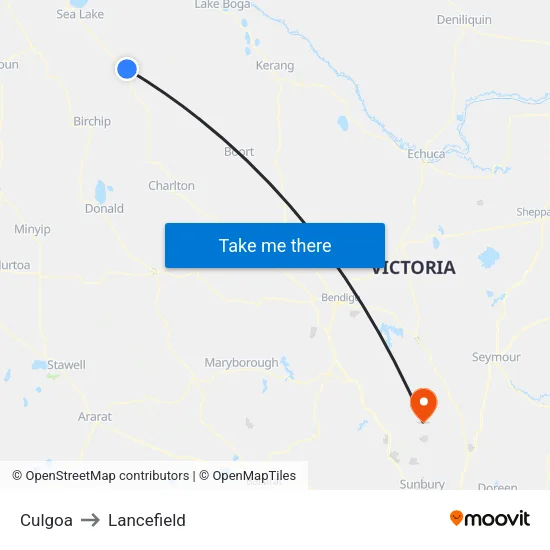 Culgoa to Lancefield map