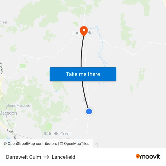 Darraweit Guim to Lancefield map