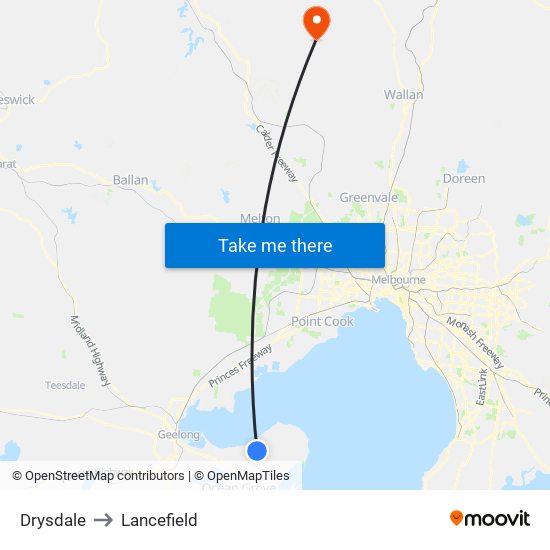 Drysdale to Lancefield map