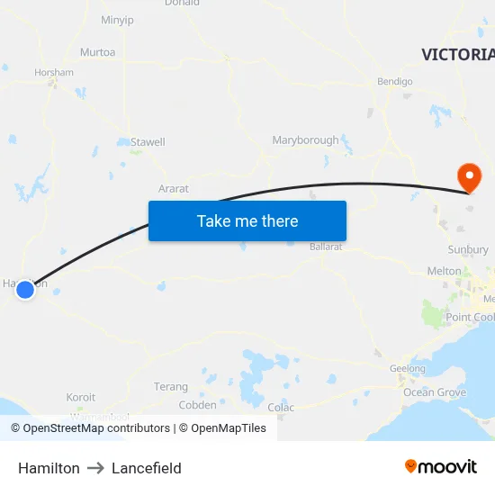 Hamilton to Lancefield map
