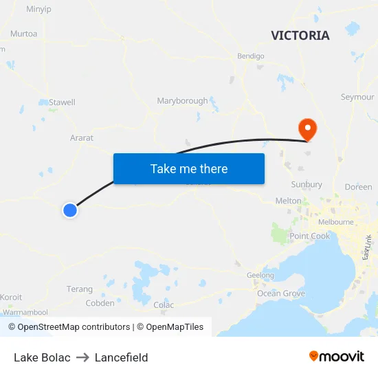 Lake Bolac to Lancefield map